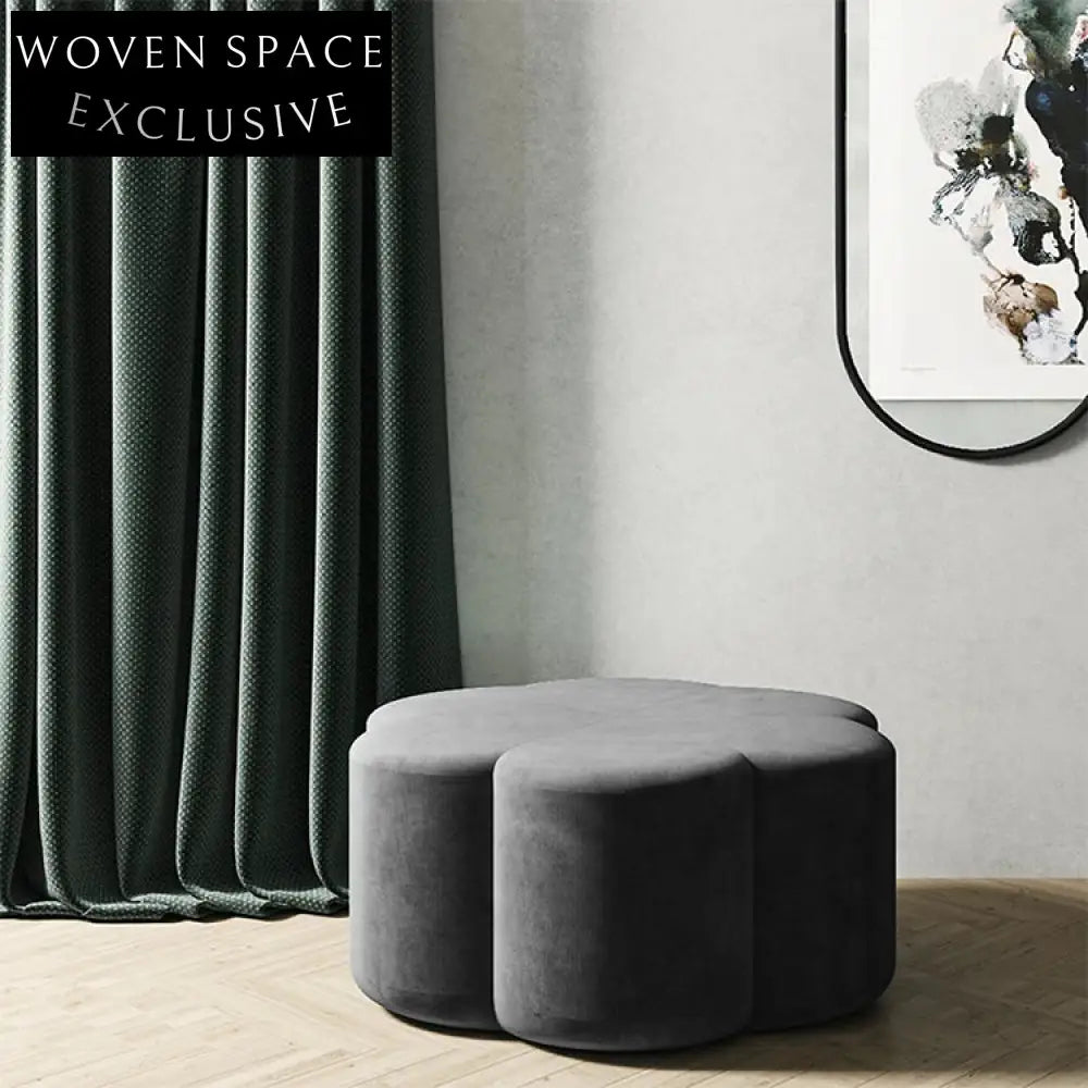 Modern Round Flower Ottoman Stool with Plush Fabric Cushion