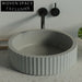 Modern Round Fluted Concrete Vessel Bathroom Sink for Countertop