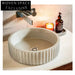 Modern Round Fluted Concrete Vessel Bathroom Sink for Countertop