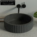 Modern Round Fluted Concrete Vessel Bathroom Sink for Countertop