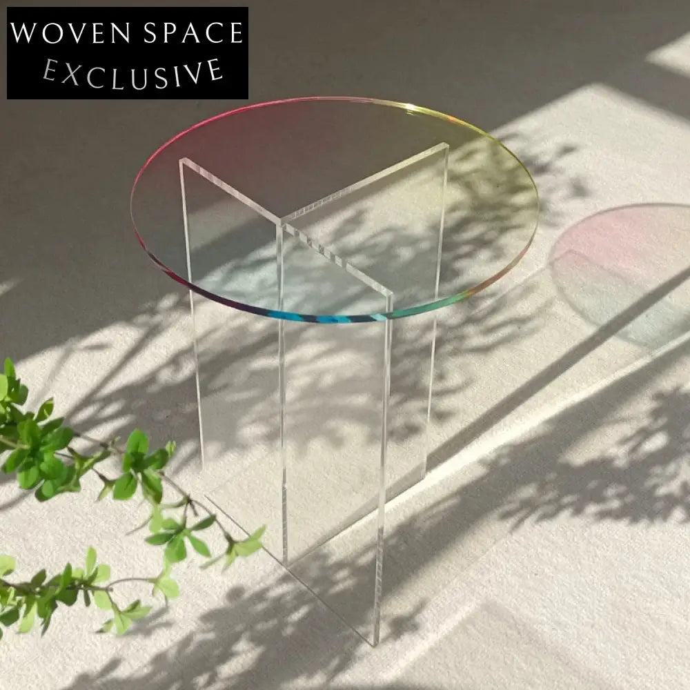 Modern Round Glass Acrylic Rainbow Coffee Table Set Home Decor