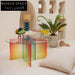 Modern Round Glass Acrylic Rainbow Coffee Table Set Home Decor