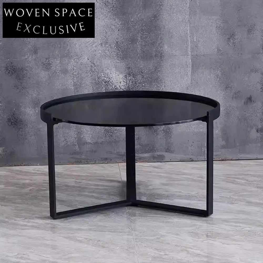 Modern Round Glass Coffee Table Set - Stainless Steel Frame Living Room Table