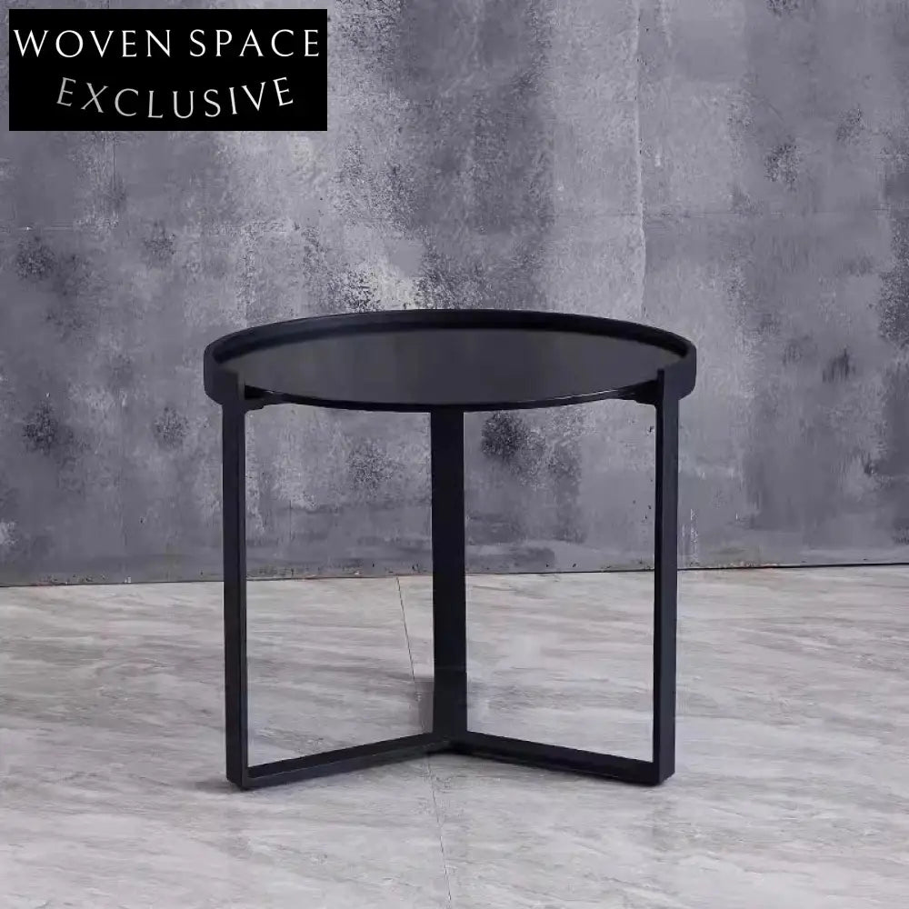 Modern Round Glass Coffee Table Set - Stainless Steel Frame Living Room Table