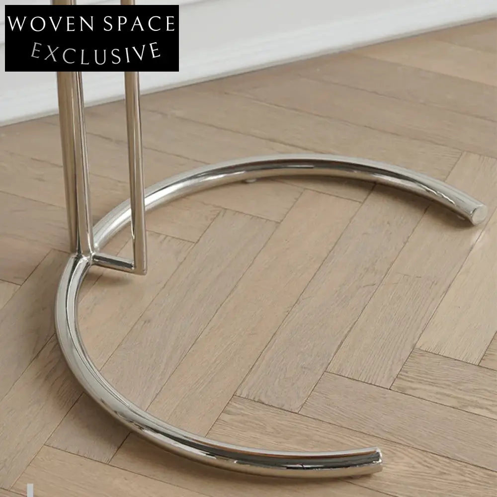 Modern Round Glass Coffee Table with Adjustable Stainless Steel Base