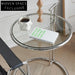 Modern Round Glass Coffee Table with Adjustable Stainless Steel Base