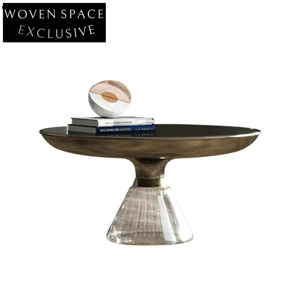 Modern Round Glass Coffee Table with Elegant Metal Base for Living Room