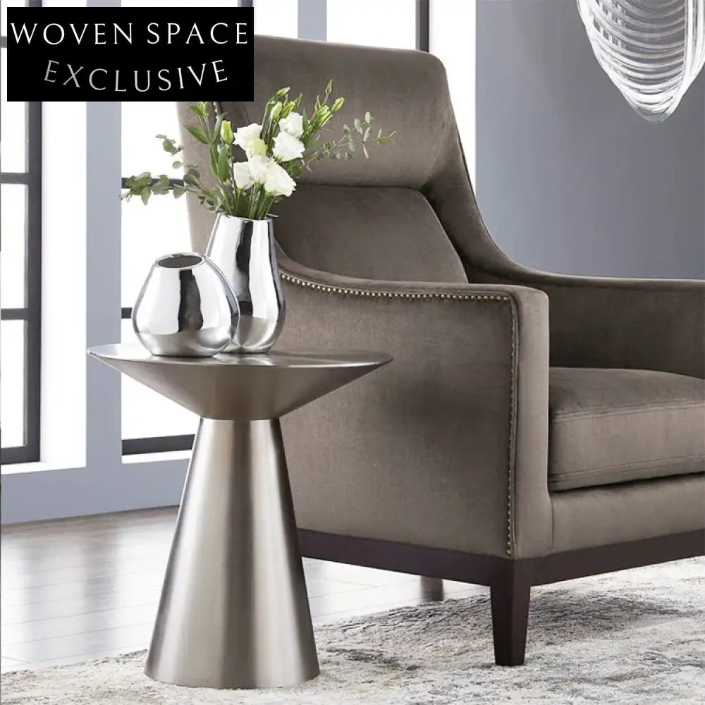 Modern Round Gold Stainless Steel Small Accent Coffee Side Table