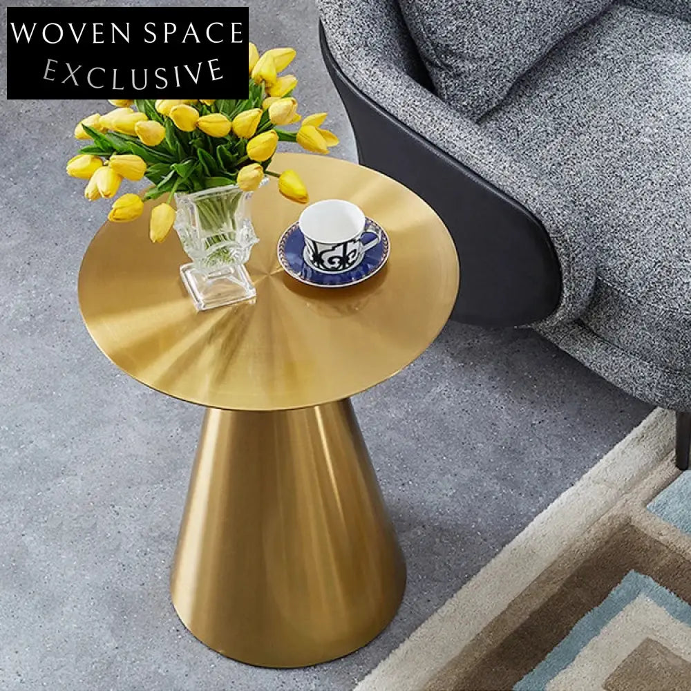 Modern Round Gold Stainless Steel Small Accent Coffee Side Table
