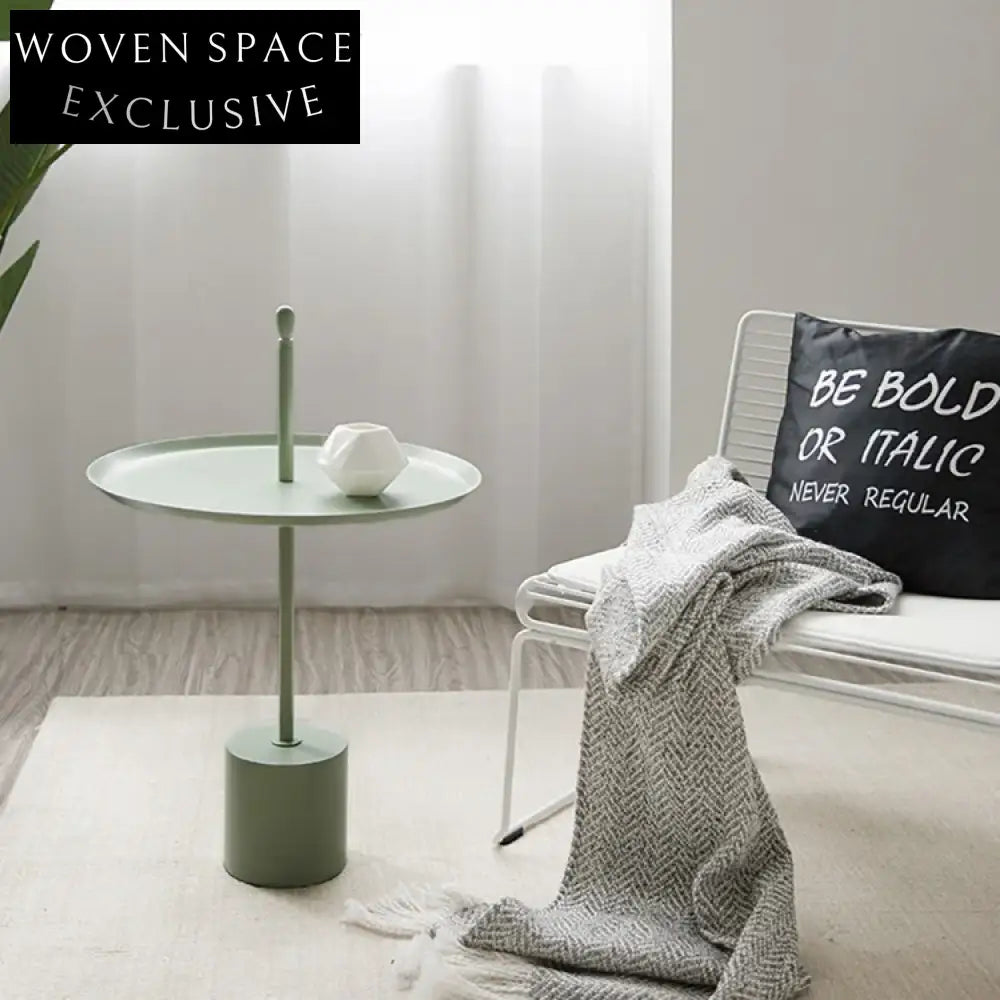 Modern Round Iron Accent End Table, Elegant Living Room Side Coffee Table