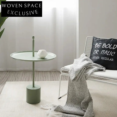 Modern Round Iron Accent End Table, Elegant Living Room Side Coffee Table