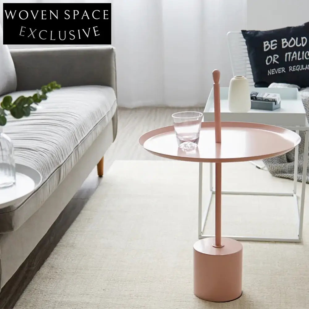 Modern Round Iron Accent End Table, Elegant Living Room Side Coffee Table
