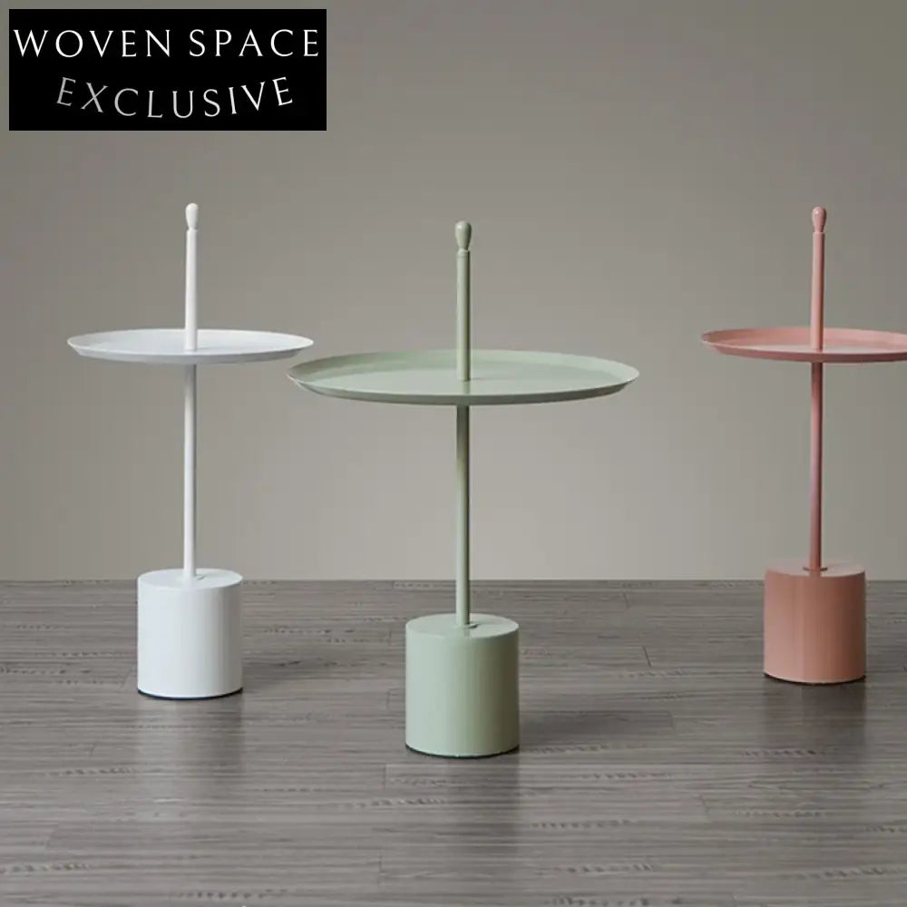 Modern Round Iron Accent End Table, Elegant Living Room Side Coffee Table