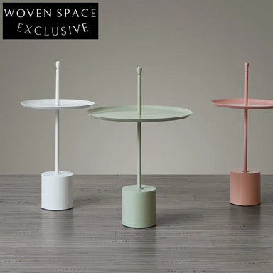 Modern Round Iron Accent End Table, Elegant Living Room Side Coffee Table