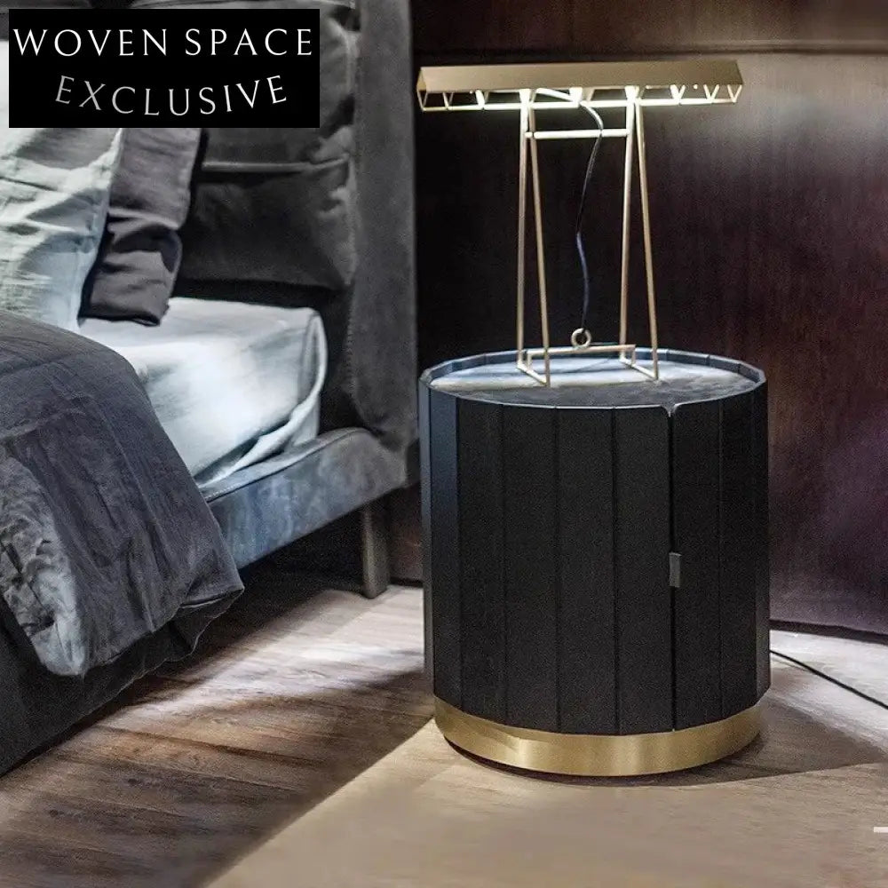 Modern Round Leather Nightstand for Stylish Bedroom Decor
