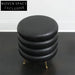 Modern Round Leather Stool End Table with Metal Legs for Home Decor