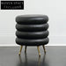 Modern Round Leather Stool End Table with Metal Legs for Home Decor