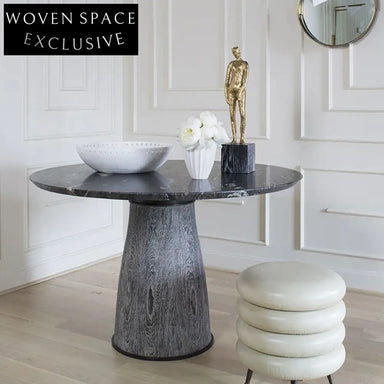 Modern Round Leather Stool End Table with Metal Legs for Home Decor