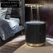 Modern Round Leather Wood Nightstand for Bedroom, Hotel, Home Master Suite