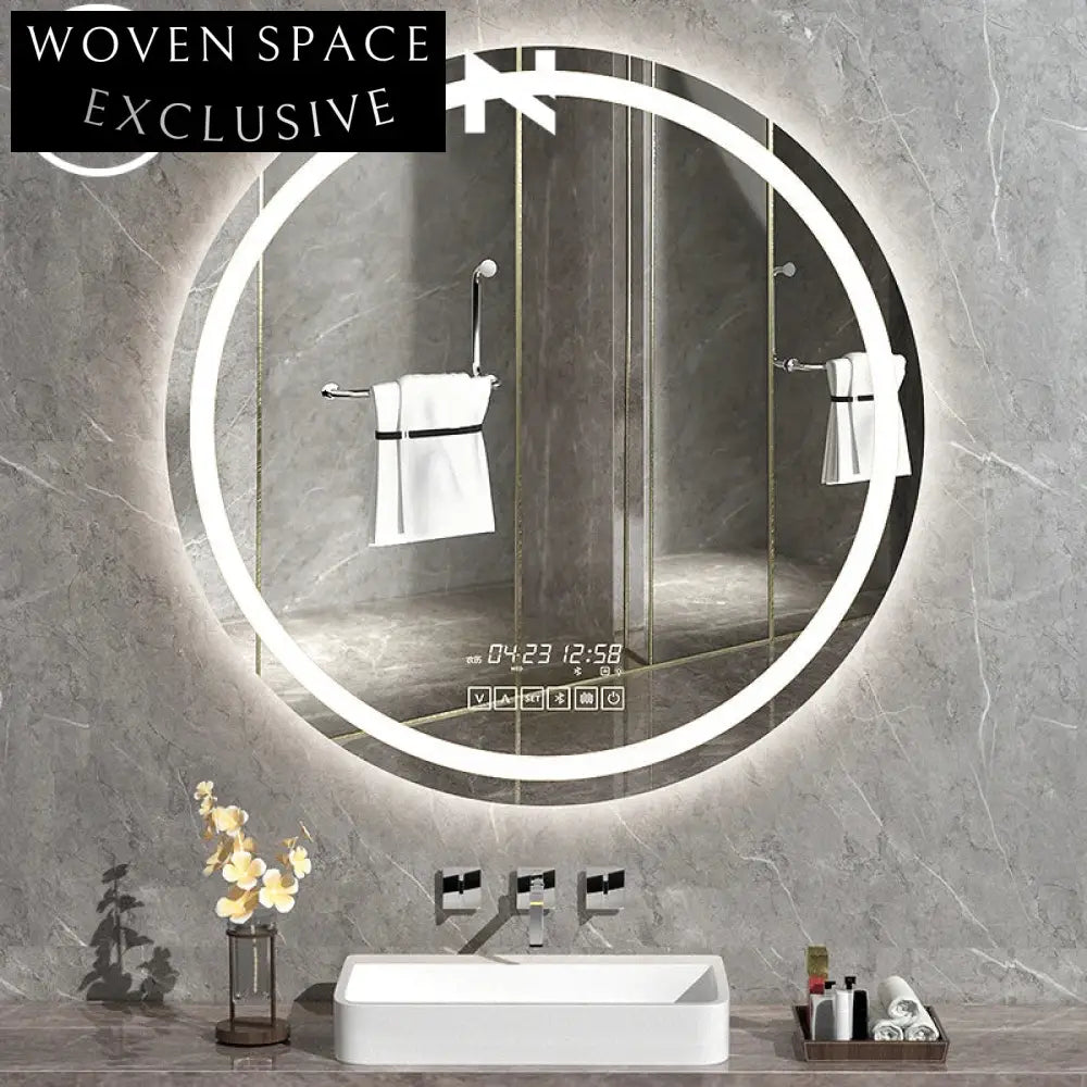Modern Round LED Illuminated Bathroom Smart Touch Magnifying Decorative Wall Mirror