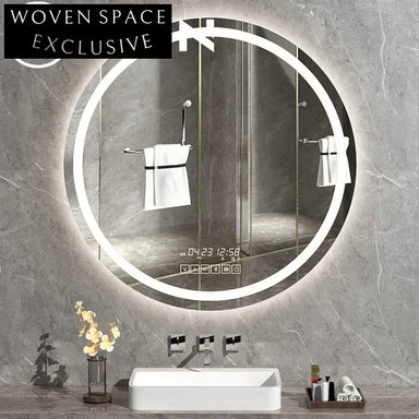 Modern Round LED Illuminated Bathroom Smart Touch Magnifying Decorative Wall Mirror