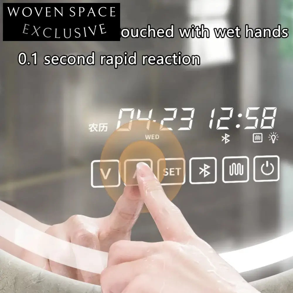 Modern Round LED Illuminated Bathroom Smart Touch Magnifying Decorative Wall Mirror