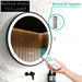 Modern Round LED Mirror with Bluetooth Speaker, Black Frame, 24-inch Diameter