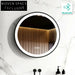 Modern Round LED Mirror with Bluetooth Speaker, Black Frame, 24-inch Diameter