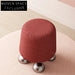 Modern Round Linen Fabric Stool, Stainless Steel Base, Versatile Living Room Ottoman