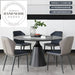 Modern Round Marble Ceramic Rotating Top Black Leg Dining Table