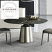 Modern Round Marble Ceramic Rotating Top Black Leg Dining Table