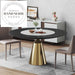 Modern Round Marble Ceramic Rotating Top Black Leg Dining Table