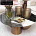 Modern Round Marble Coffee Table with Geometric Stainless Steel Base
