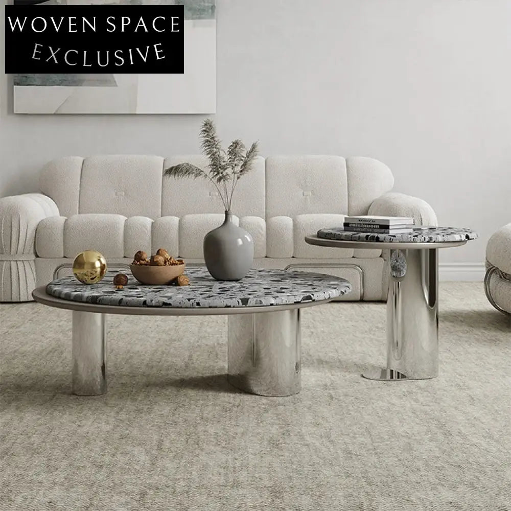Modern Round Marble Nesting Design Coffee Table Set for Living Rooms