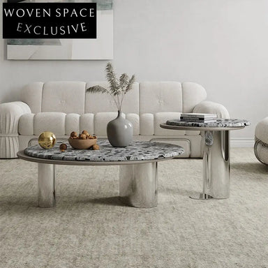 Modern Round Marble Nesting Design Coffee Table Set for Living Rooms