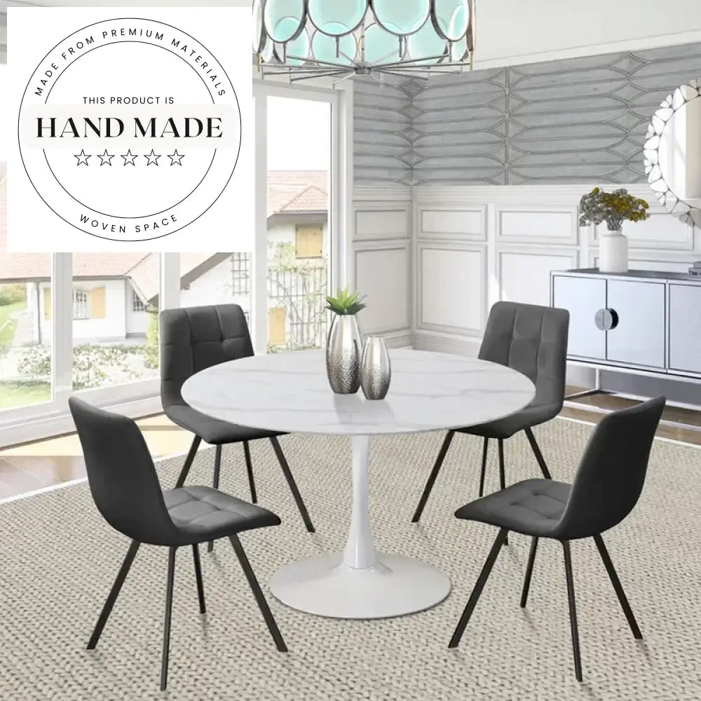 Modern Round Marble Top Dining Table for Hotels & Bistros