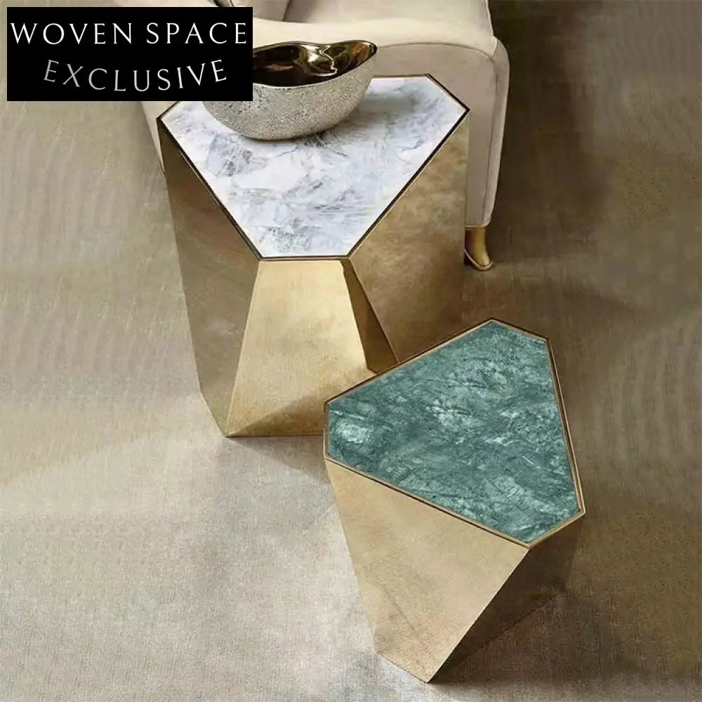 Modern Round Marble Top Gold Stainless Steel Leg Accent Coffee Table