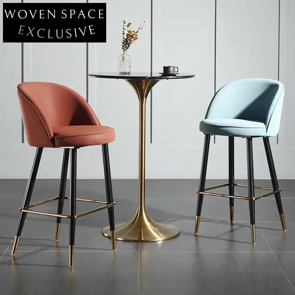 Modern Round Marble Top High Bar Table, Sturdy Metal Base