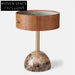 Modern Round Marble Top Nightstand with Drawer, Minimalist Bedside Accent Table