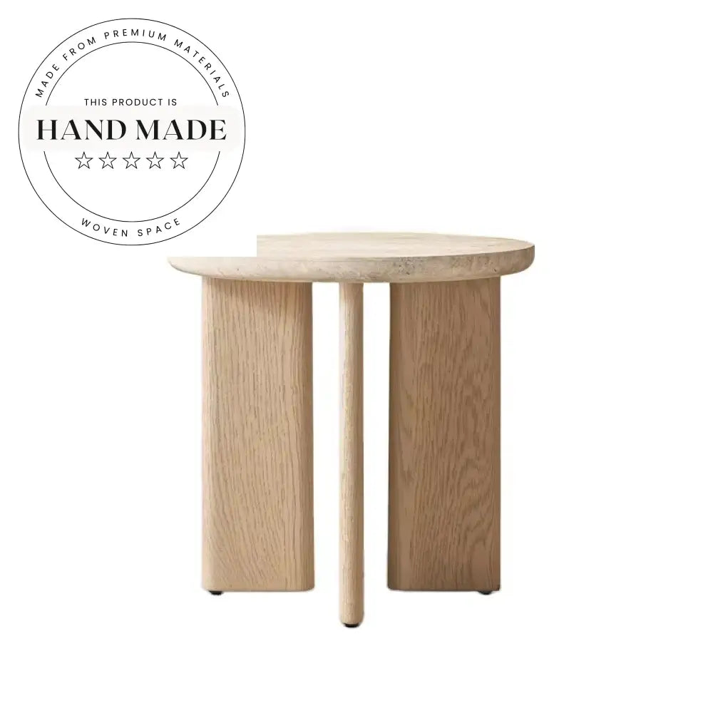 Modern Round Marble Top Wooden Designer Living Room Side Table