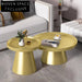 Modern Round Metal Coffee Table Set for Living Room, Black & White Iron Side Tables