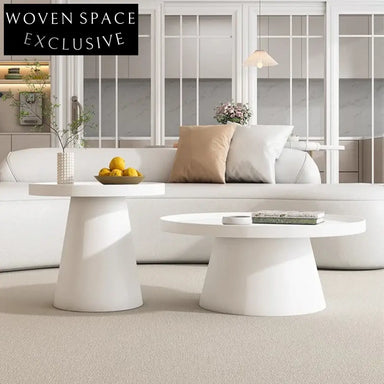 Modern Round Metal Coffee Table Set for Living Room, Black & White Iron Side Tables