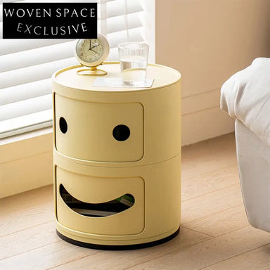 Modern Round Metal Coffee Table with 2 Drawers for Living Room