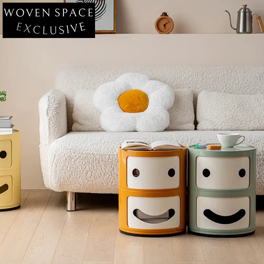 Modern Round Metal Coffee Table with 2 Drawers for Living Room