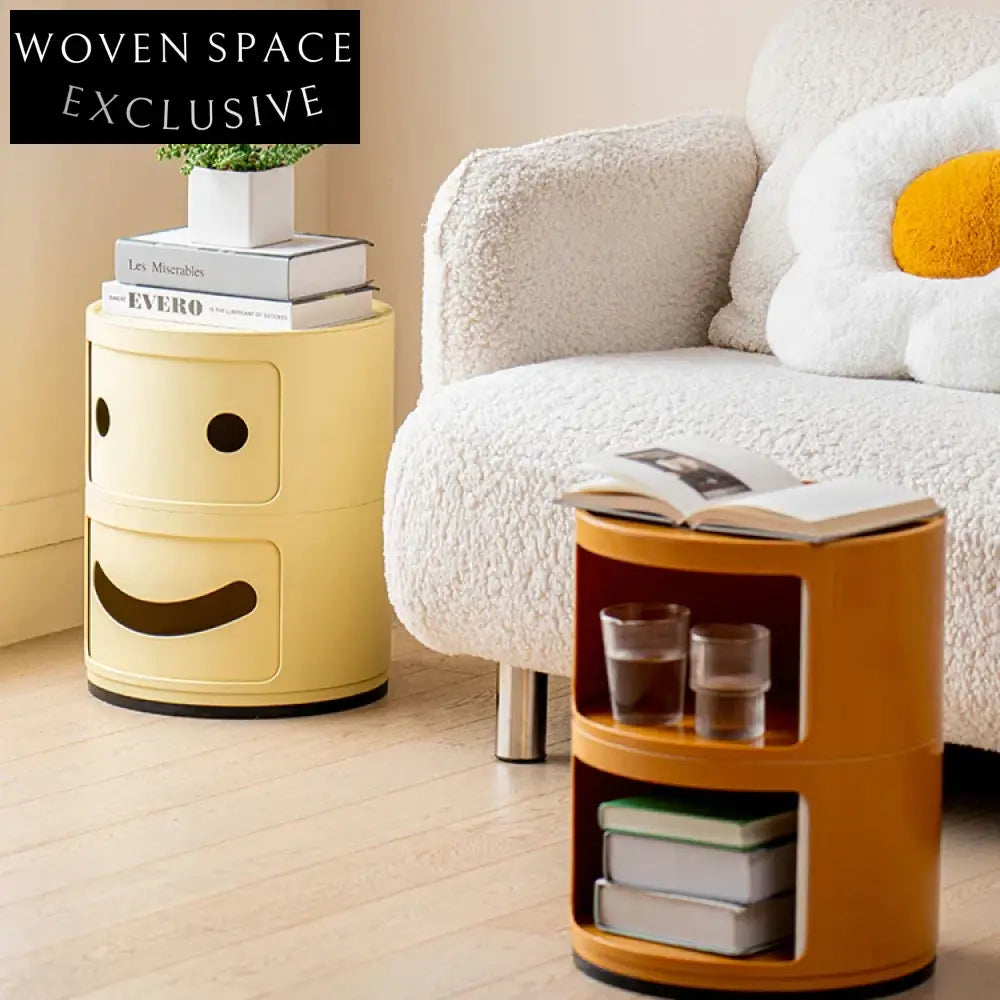 Modern Round Metal Coffee Table with 2 Drawers for Living Room