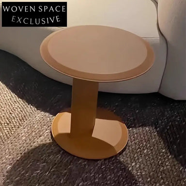 Modern Round Metal Coffee Table with Leather Top for Living Room Decor