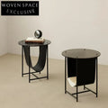 Modern Round Metal Coffee Table with Magazine Rack, Elegant Side Table