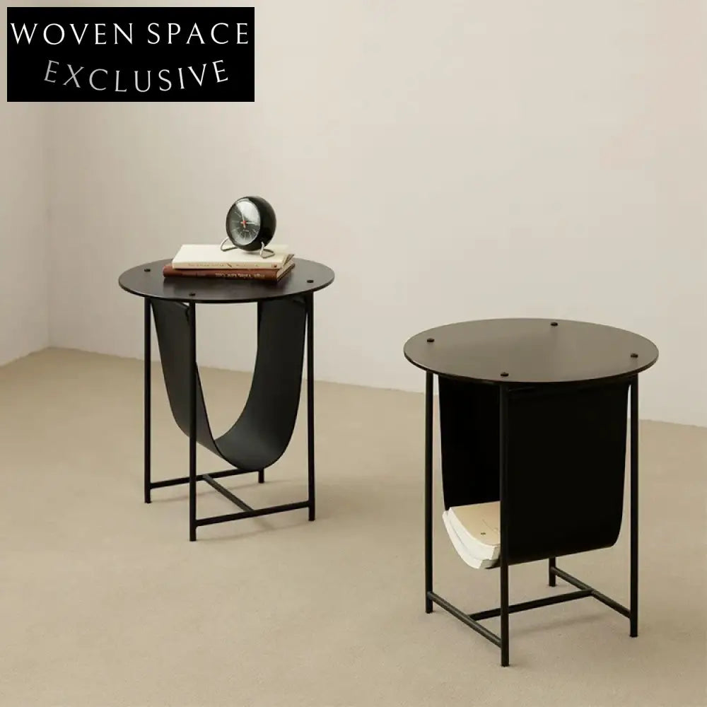 Modern Round Metal Coffee Table with Magazine Rack, Elegant Side Table