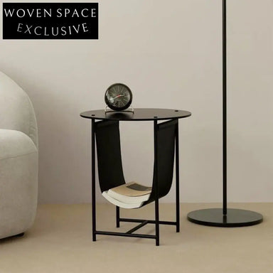 Modern Round Metal Coffee Table with Magazine Rack, Elegant Side Table