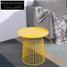 Modern Round Metal Wire Side Table, Wood Top Accent Table